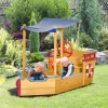  Sandbox Ship Design Mud Box Houten Zeilschip Met Bank Vlaggenmast Piratenschip Voor Kinderen 3-8 Jaar Zandbak Voor De Tuin Outdoor Zandbak Oranje 160 X 70 X 103 Cm 2