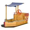  Sandbox Ship Design Mud Box Houten Zeilschip Met Bank Vlaggenmast Piratenschip Voor Kinderen 3-8 Jaar Zandbak Voor De Tuin Outdoor Zandbak Oranje 160 X 70 X 103 Cm 11