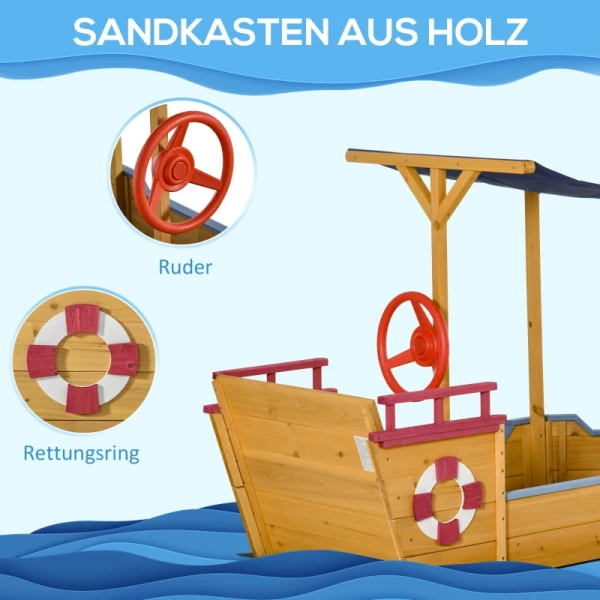  Sandbox Ship Design Mud Box Houten Zeilschip Met Bank Vlaggenmast Piratenschip Voor Kinderen 3-8 Jaar Zandbak Voor De Tuin Outdoor Zandbak Oranje 160 X 70 X 103 Cm 4