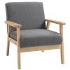  Scandinavische Design Fauteuil Accent Fauteuil Massief Hout Linnen Look 64cm X 70cm X 72cm Grijs + Naturel 1