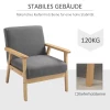  Scandinavische Design Fauteuil Accent Fauteuil Massief Hout Linnen Look 64cm X 70cm X 72cm Grijs + Naturel 6