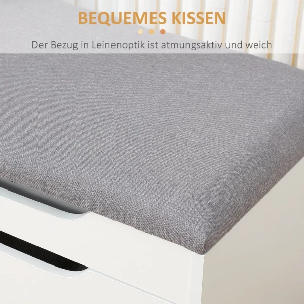  Schoenenbank Met Kast, Opvouwbaar, Incl. Zitkussen, 60 Cm X 40 Cm X 50 Cm, Wit + Grijs 6