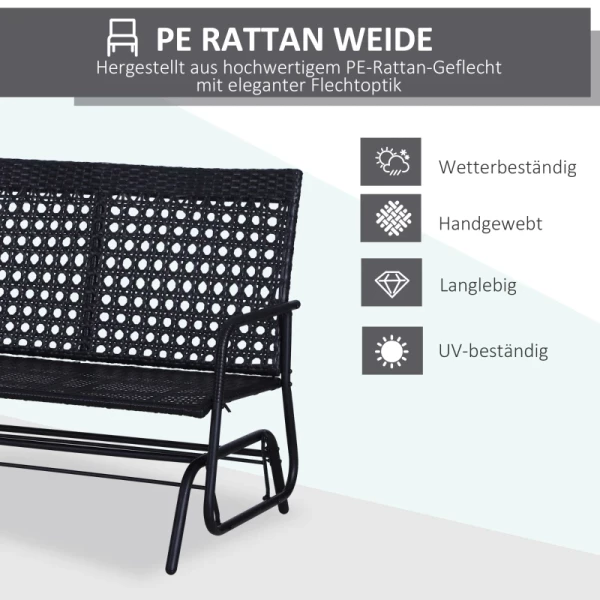  Schommelbank Tuinschommel Tuinbank Schommel 2-zits Poly Rattan 5