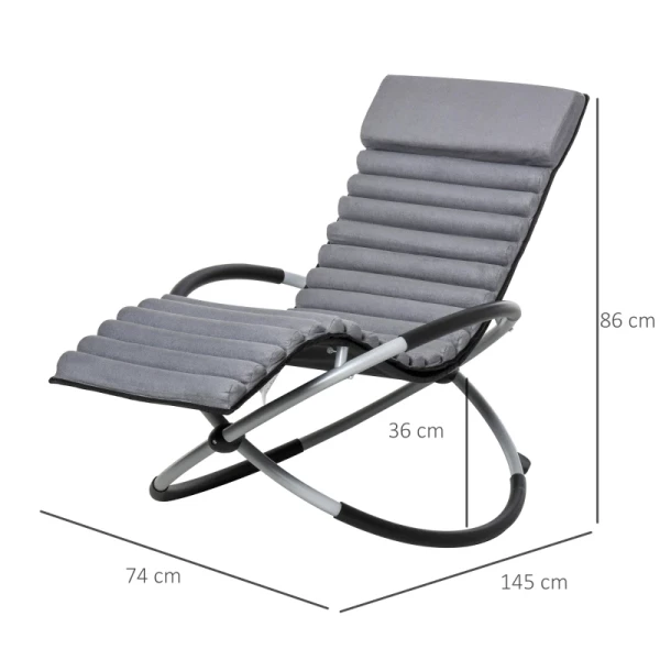  Schommelstoel Ergonomisch 2 In 1 Schommelstoel Tuinstoel Schommel Ligstoel Metaal Tekstlijn Bolvormig Donkergrijs 145 X 74 X 88 Cm 3