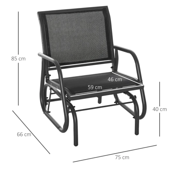  Schommelstoel Tuinbank Tuinschommel Parkbank Metaal Tuinmeubelen Zwart 75 X 66 X 85 Cm 3