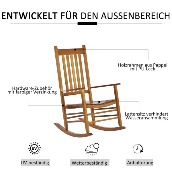  Schommelstoel Van Massief Hout, Weerbestendig, Natuurlijke Kleur, 69 X 86 X 115 Cm 5