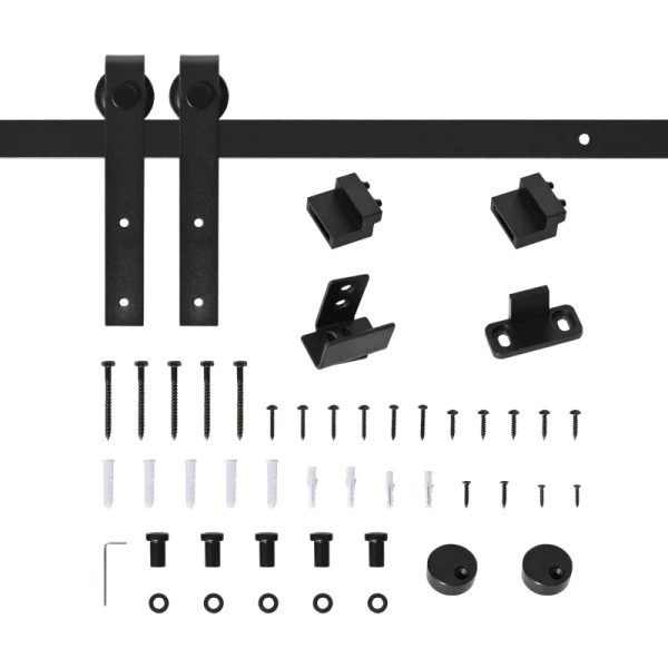 Schuifdeursysteem Looprail Enkele Schuifdeur Schuifdeurbeslag Voor Houten Schuifdeurtoebehoren Koolstofstaal Zwart 200 X 0,4 X 18 Cm 1