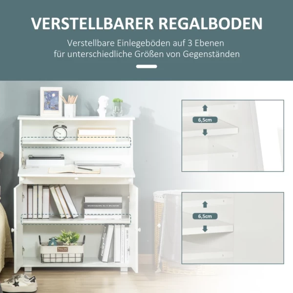  Secretaressebureau Ladekast Schrijfkistklep Secretaresse Ruimtebesparende Computertafel Met Kast Wit 82 X 38,5 X 107 Cm 6