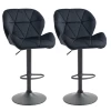  Set Van 2 Barkrukken Draaibare Barstoelen Met Rugleuning Velvet Touch In Hoogte Verstelbaar Armloos Foam Zwart 51,5x 57,5 ​​x 93-114,5 Cm 1