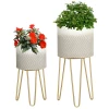  Set Van 2 Bloemenstandaards Decoratief Design Metalen Frame 30x30x67cm 1