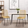  Set Van 2 Eetkamerstoelen In Boho-stijl Accentstoel PE Rotan 44cm X 58cm X 85cm Naturel + Zwart 2