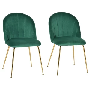  Set Van 2 Eetkamerstoelen In Retro Design 52 Cm X 52 Cm X 81 Cm Groen + Goud 1