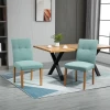  Set Van 2 Eetkamerstoelen Met Gestoffeerde Zitting Linnen Polyester Schuimrubber Hout Groen 50 X 62 X 96 Cm 2