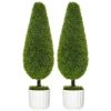  Set Van 2 Kunstplanten Inclusief Plantenbak En Kunstmos; Kunstmatige Cipres, Wit + Groen 1
