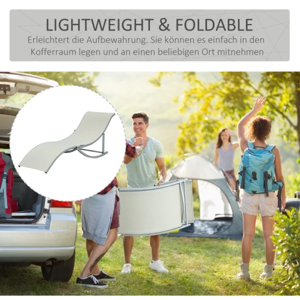  Set Van 2 Ligbedden, Tuinligstoelen, Stoffen Ligbedden, Ergonomische Aluminium Tekstlijn Beige 165 X 61 X 63 Cm 5