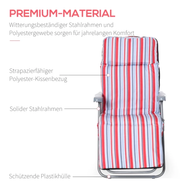  Set Van 2 Ligstoelen Met Kussens, Opvouwbaar, Ligstoel, 5 Niveaus Verstelbare Rugleuning, Tuinligstoel, Tuinmeubelset, Staal, Polyester, Rood, 60 X 75 X 65-102 Cm 7