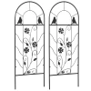  Set Van 2 Metalen Trellis Vogel & Klaver Ornament Tuin & Terras Zwart 38 X 98 Cm 1