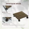  Set Van 2 Rollende Plantenstandaards Massief Hout 4 Zwenkwielen Met Rem 30cm X 30cm X 7cm Bruin + Zwart 4