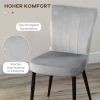  Set Van 4 Eetkamerstoelen, Accentstoelen Voor Keukens En Eetkamers, Stoelenset, Velourslook, Lichtgrijs + Zwart 5