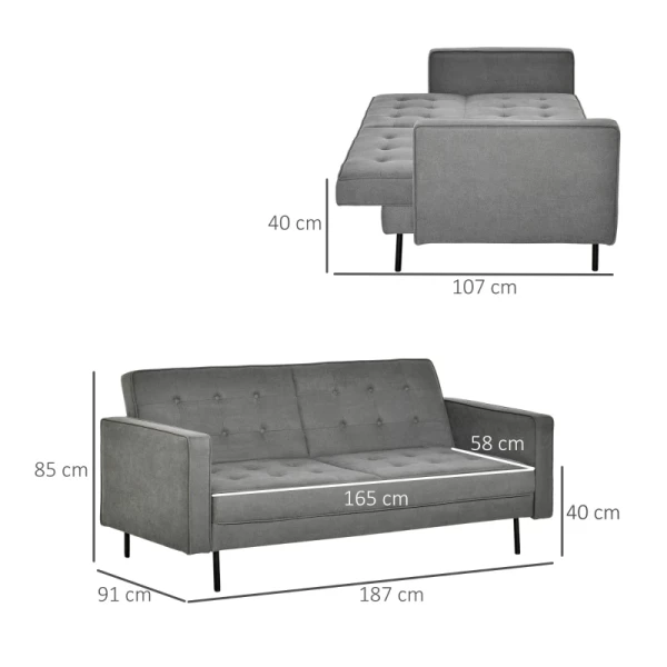  Slaapbank 3-zits Slaapbank 187 Cm X 91 Cm X 85 Cm 3