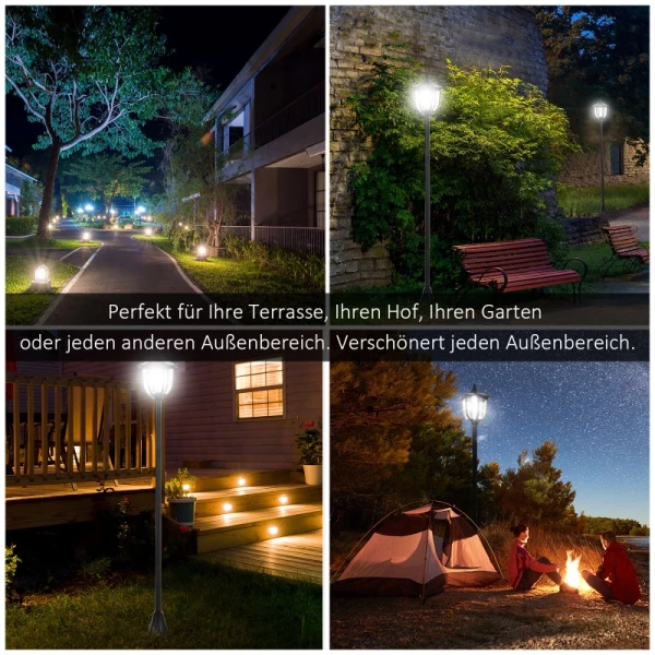  Solar Lantaarn Tuinlantaarn Wegverlichting Met LED 10 Lumen Zwart 15 X 15 X 120cm 5