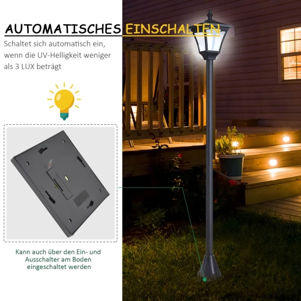  Solar Lantaarn Tuinlantaarn Wegverlichting Met LED 10 Lumen Zwart 15 X 15 X 120cm 7