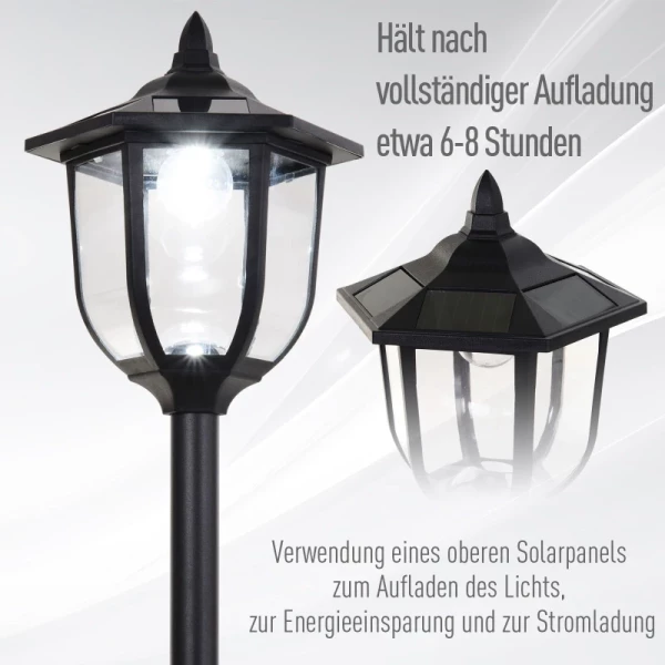  Solar LED Tuinlantaarn, Lantaarn, Tuinlamp, 30/60 Lumen, Kunststof, Zwart Ø26,5 X 177 Cm 5