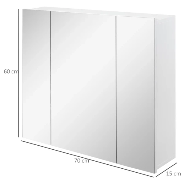  Spiegelkast Badkamermeubel Wandkast Voor Badkamer 3 Deuren Badkamerspiegel Wit 70 X 15 X 60 Cm 3