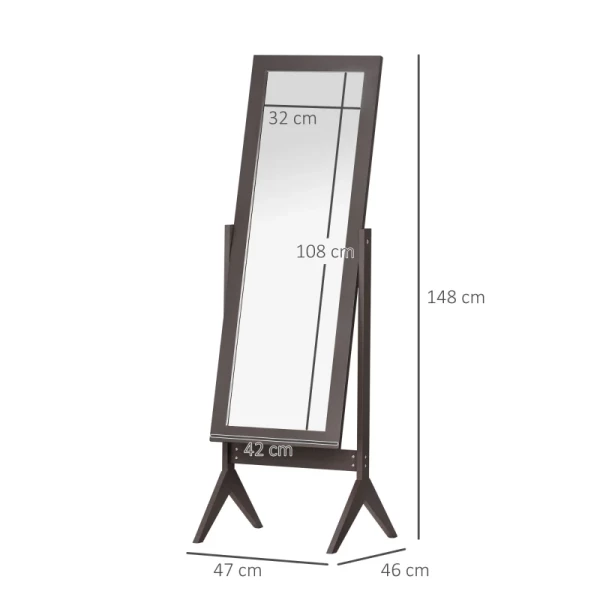  Staande Spiegel, Passpiegel, Make-upspiegel, Verhoogde Voeten, Onderhoudsvriendelijke MDF-koffie, 47 X 46 X 148 Cm 3