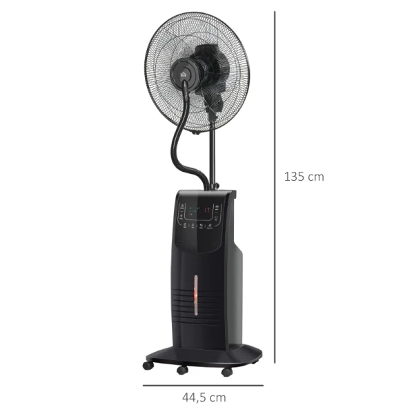  Staande Ventilator Met 3,1 Liter Waterkoeling 3 Standen Mistfunctie 90 W Ventilator Ventilator Verstelbare Hellingshoek Staal Zwart Hoogte 135 Cm 3