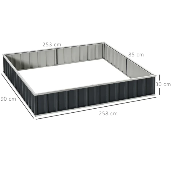  Stalen Verhoogd Bloembed Doe-het-zelf Tuinbed Met T-vorm Plantenborden Handschoenen Plantenbed Kruidenbed Bloementrap Voor Balkon Tuin Donkergrijs 258 X 90 X 30 Cm 3