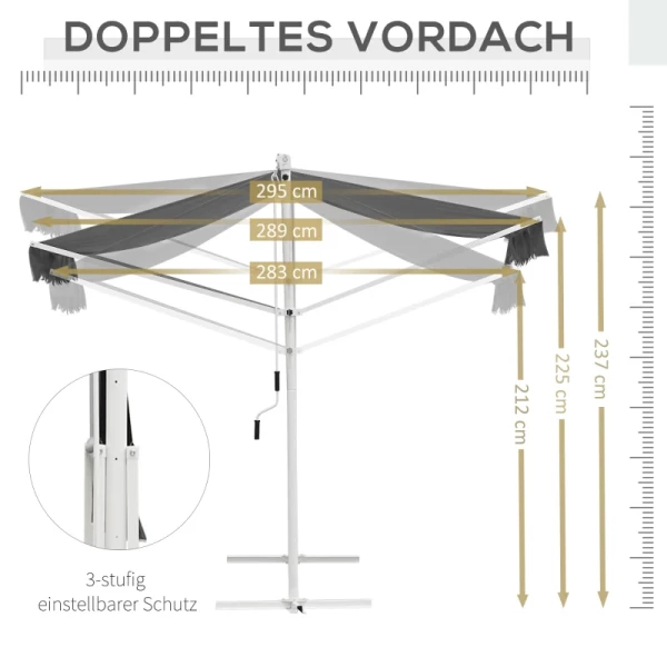  Standluifel Tuinluifel Met Knikarm Zwengel Patio Grijs 3x3m 6