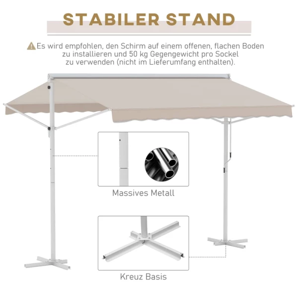  Standluifel Tuinluifel Met Knikarm Zwengel Terrasbeige 3x3m 7