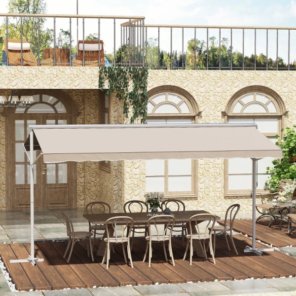  Standluifel Tuinluifel Met Knikarm Zwengel Terrasbeige 4,5 X 3,4m 2