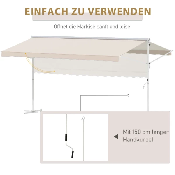  Standluifel Tuinluifel Met Knikarm Zwengel Terrasbeige 4,5 X 3,4m 5