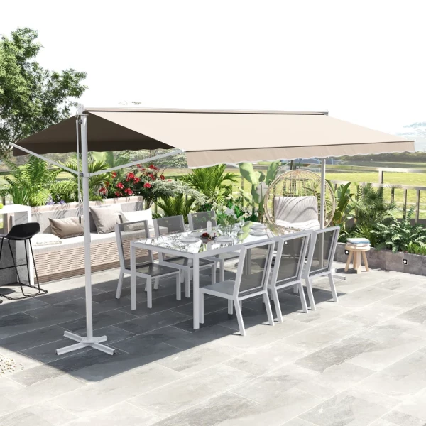  Standluifel Tuinluifel Met Knikarm Zwengel Terrasbeige 4,5 X 3,4m 10