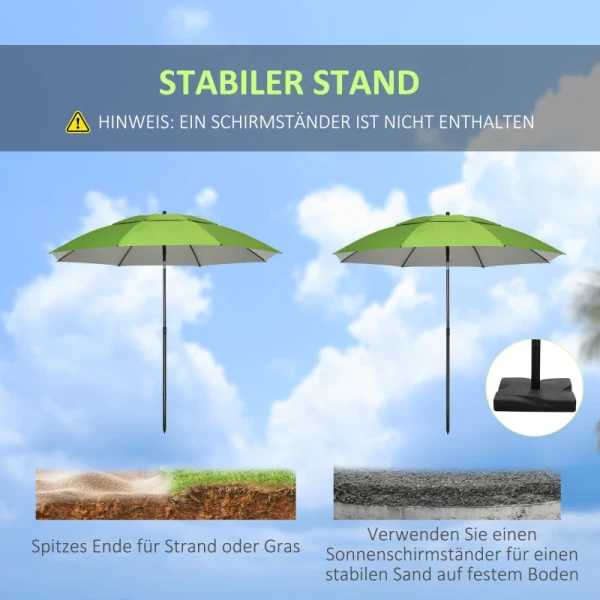  Strandparaplu, Parasol, Met Ventilatieopeningen, Inclusief Beschermhoes, Φ1.85, Groen 7