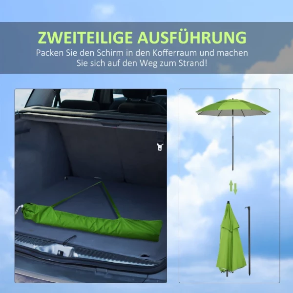  Strandparaplu, Parasol, Met Ventilatieopeningen, Inclusief Beschermhoes, Φ1.85, Groen 8
