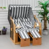  Strandstoel Dubbel Ligbed Met Dak Dubbel Ligbed Met Bekerhouders Chaise Longue 5-traps Rugleuning PE Rotan Grijs + Wit 118 X 79 X 160 Cm 2