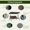  Swing Chair Voor 3 Personen, Verstelbare Zonnekap, Tot 270 Kg, Bruin, 198 X 118 X 168 Cm 6