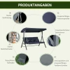  Swing Chair Voor 3 Personen, Verstelbare Zonnekap, Tot 270 Kg, Donkerblauw, 198 X 118 X 168 Cm 6