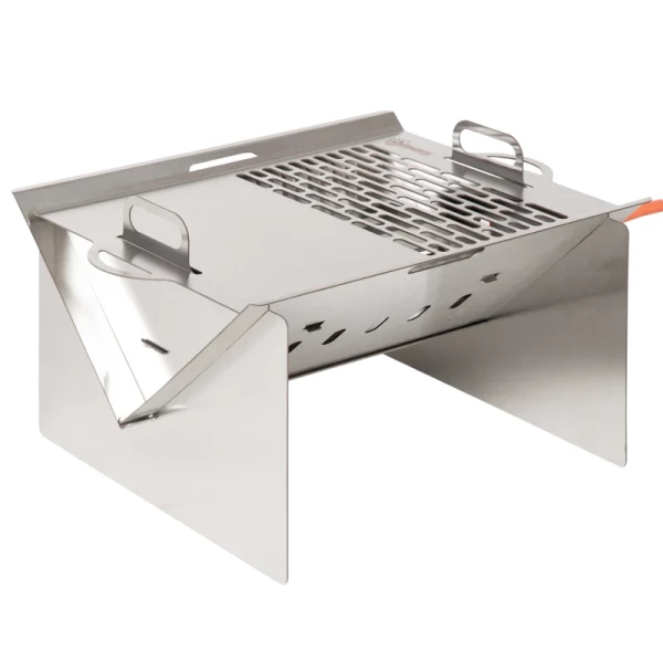 Tafelgrill Gasbarbecue BBQ Verwijderbare Houtskool Campinggrill Met Grillnet Slang Klein Buitentafel Gasgrill Picknick RVS Zilver 52 X 40 X 31 Cm 1