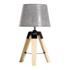  Tafellamp Tafellamp Bedlamp E27 Linnen Look, Grenen + Polyester, 24x24x45cm (grijs) 1