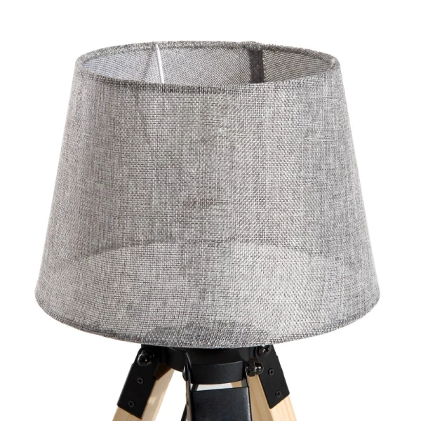  Tafellamp Tafellamp Bedlamp E27 Linnen Look, Grenen + Polyester, 24x24x45cm (grijs) 5