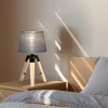  Tafellamp Tafellamp Bedlamp E27 Linnen Look, Grenen + Polyester, 24x24x45cm (grijs) 7