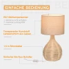  Tafellamp Tafellamp E27 Fitting Bedlamp 40 W Rotan Linnen Staal Beige 22 X 22 X 40 Cm 6