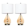 ® Tafellampen Modern 2-set Tafellampen E27 Bedlamp Linnen Glas Amber 1