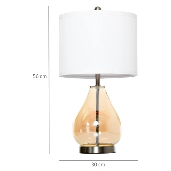 ® Tafellampen Modern 2-set Tafellampen E27 Bedlamp Linnen Glas Amber 3