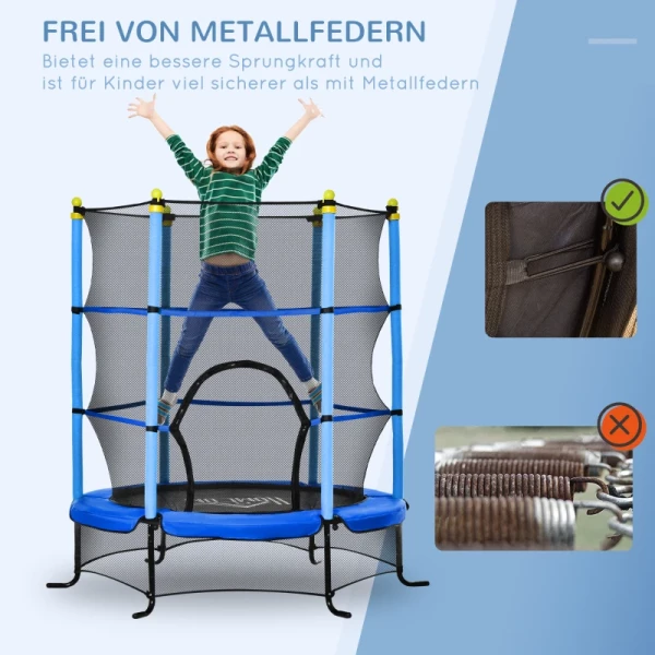  Trampoline Ø163 Cm Tuintrampoline Minitrampoline Voor Kinderen Met Veiligheidsnet Randafdekking Peutertrampoline Om Binnen En Buiten Te Springen Rubberen Touw Gevoerd Staalblauw Tot 45 Kg 4