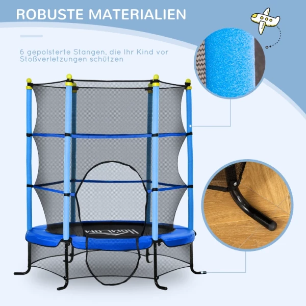  Trampoline Ø163 Cm Tuintrampoline Minitrampoline Voor Kinderen Met Veiligheidsnet Randafdekking Peutertrampoline Om Binnen En Buiten Te Springen Rubberen Touw Gevoerd Staalblauw Tot 45 Kg 5